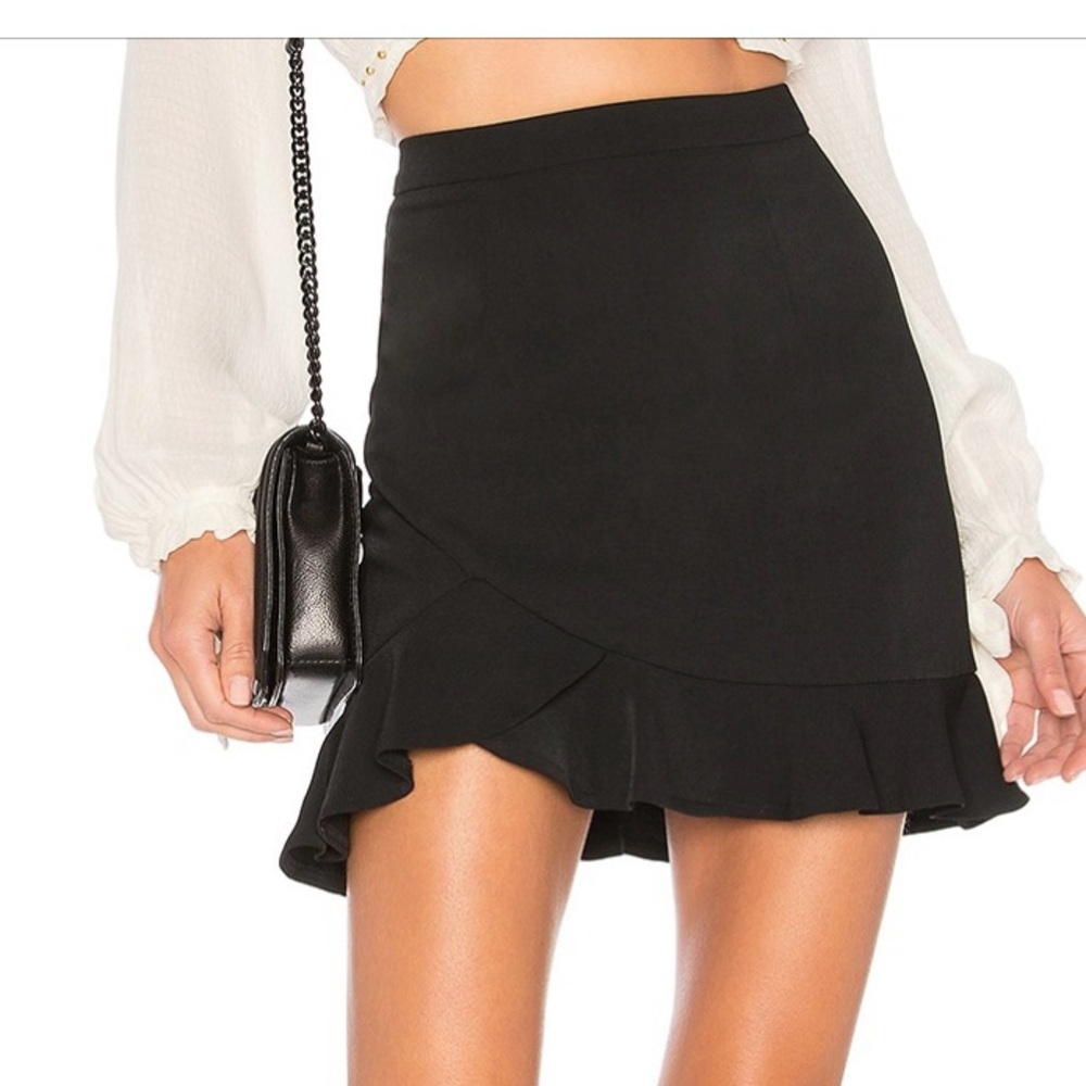 Superdown Black Skirt with Ruffle Detail
